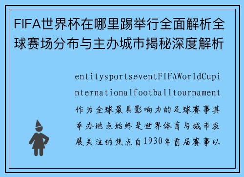 FIFA世界杯在哪里踢举行全面解析全球赛场分布与主办城市揭秘深度解析